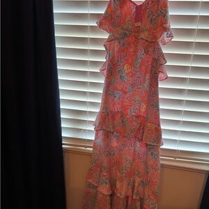 Simply Southern Tropical Print Dress - Orange and Pink